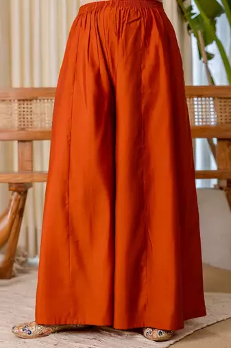 Rust color beautiful embroidered graceful partywear ceremonial suit