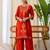 Rust color beautiful silk blend embroidered work fancy kurta set