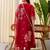 Cherry color beautiful silk blend embroidered work fancy kurta set