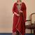 Rust color silk blended graceful partywear readymade kurta set