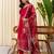 Cherry color beautiful silk blend embroidered work fancy kurta set