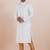 White cotton silk jacquard premium designer festive wear kurta pyjama set