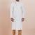 White cotton silk jacquard premium designer festive wear kurta pyjama set