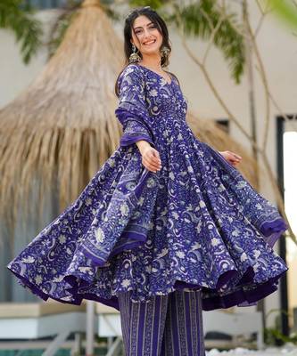 Blue color muslin digital printed palazzo dress 3