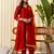 Rust color silk blended graceful partywear readymade kurta set