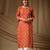 Rust color cambric cotton fabric ethnic ceremonial designer printed kurti