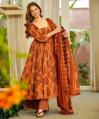 Orange color muslin digital printed palazzo dress 1
