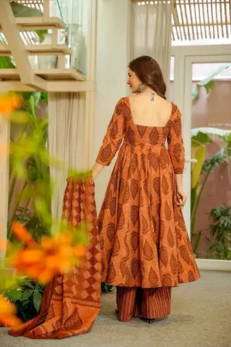 Orange color muslin digital printed palazzo dress