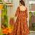 Orange color muslin fabric designer digital printed palazzo dress