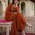 Rust color chanderi fabric designer partywear stithed suit