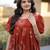 Rust color designer printed fancy partywear long kurti for girlie festive looks