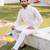 White cotton digital print premium designer festive wear kurta trouser set