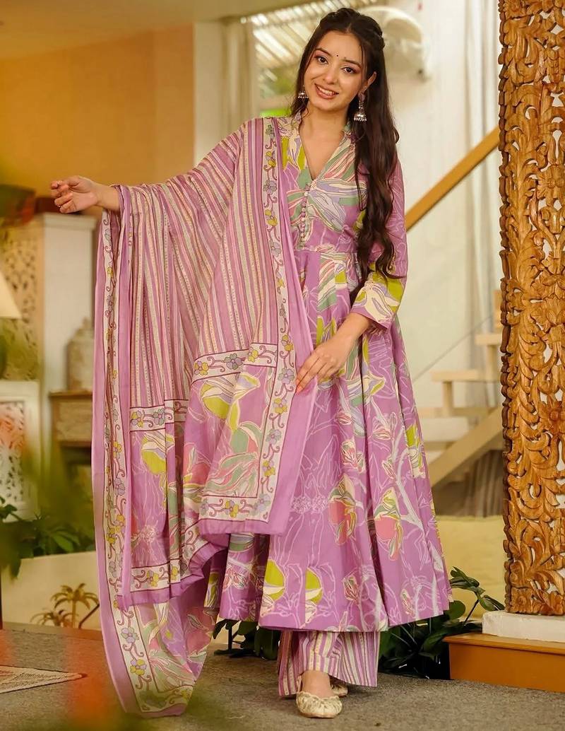 Pink color muslin fabric designer digital printed palazzo dress