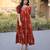 Rust color designer printed fancy partywear long kurti for girlie festive looks