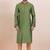 Olive green cotton silk jacquard premium designer festive wear kurta pyjama set