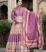 Pink color beautiful dola silk gown with dupatta for ceremonial party look