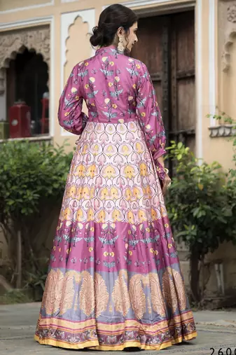 Pink color beautiful dola silk gown with dupatta for ceremonial party look