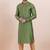 Olive green cotton silk jacquard premium designer festive wear kurta pyjama set