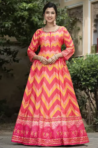 Red color beautiful dola silk gown with dupatta for ceremonial party look