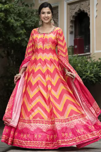 Red color beautiful dola silk gown with dupatta for ceremonial party look