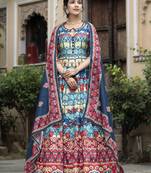 Blue color beautiful dola silk gown with dupatta for ceremonial party look