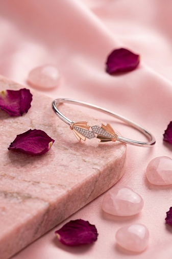 925 sterling silver pavé arrow open bracelet for women