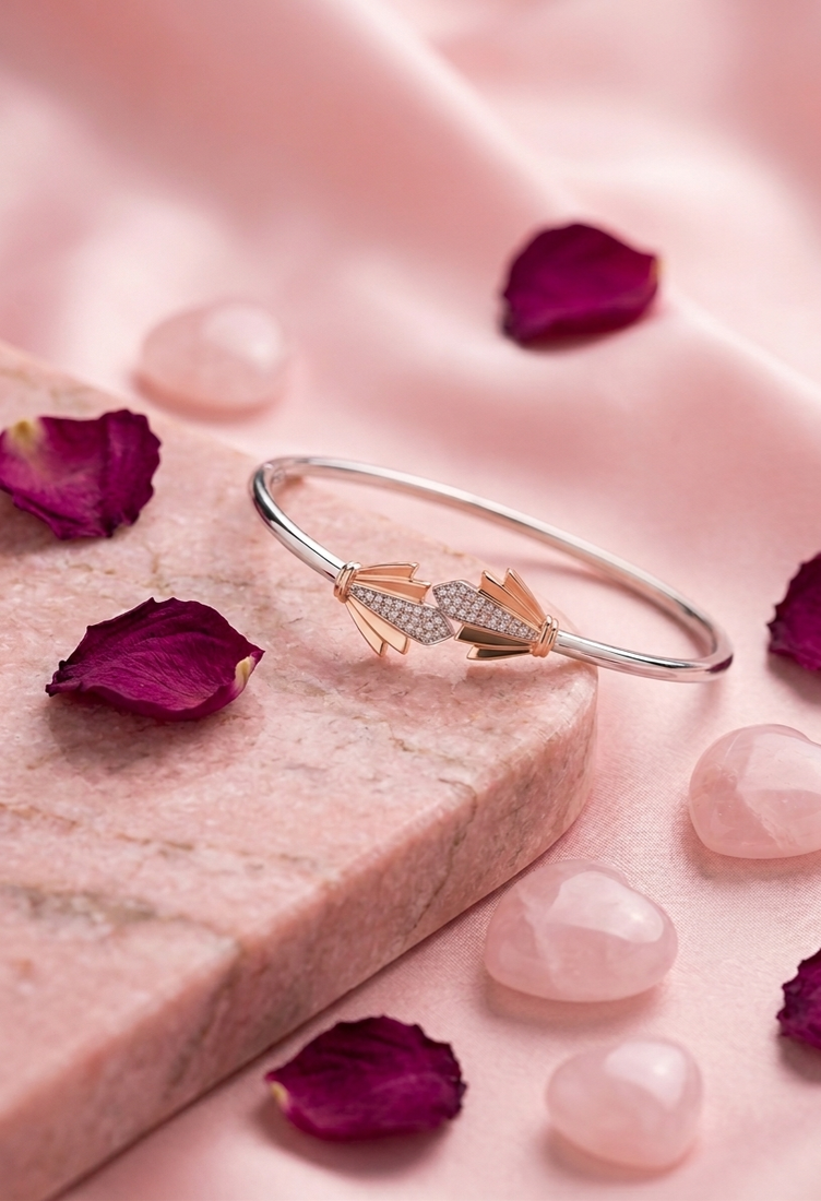 925 sterling silver pavé arrow open bracelet for women