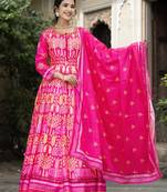 Pink color beautiful dola silk gown with dupatta for ceremonial party look