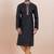 Black cotton silk jacquard premium designer festive wear kurta pyjama set