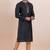Black cotton silk jacquard premium designer festive wear kurta pyjama set