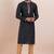 Black cotton silk jacquard premium designer festive wear kurta pyjama set