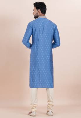 Sky  cotton silk jacquard premium designer festive wear kurta pyjama set 5