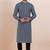 Grey color cotton silk jacquard premium designer festive wear kurta pyjama set