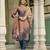 Peach color beautiful printed readymade viscose silk suit with elegant handwork for party looks