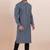 Grey color cotton silk jacquard premium designer festive wear kurta pyjama set