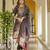 Coffee color beautiful printed readymade viscose silk suit with elegant handwork for party looks