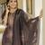 Coffee color beautiful printed readymade viscose silk suit with elegant handwork for party looks