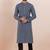 Grey color cotton silk jacquard premium designer festive wear kurta pyjama set