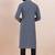 Grey color cotton silk jacquard premium designer festive wear kurta pyjama set