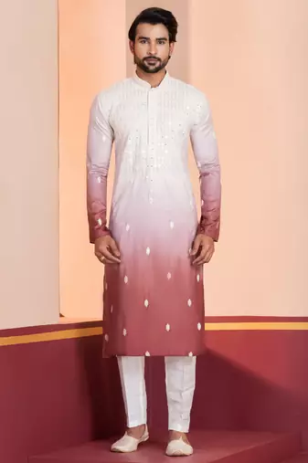 Multi color silky silk premium designer festive wear kurta trouser set