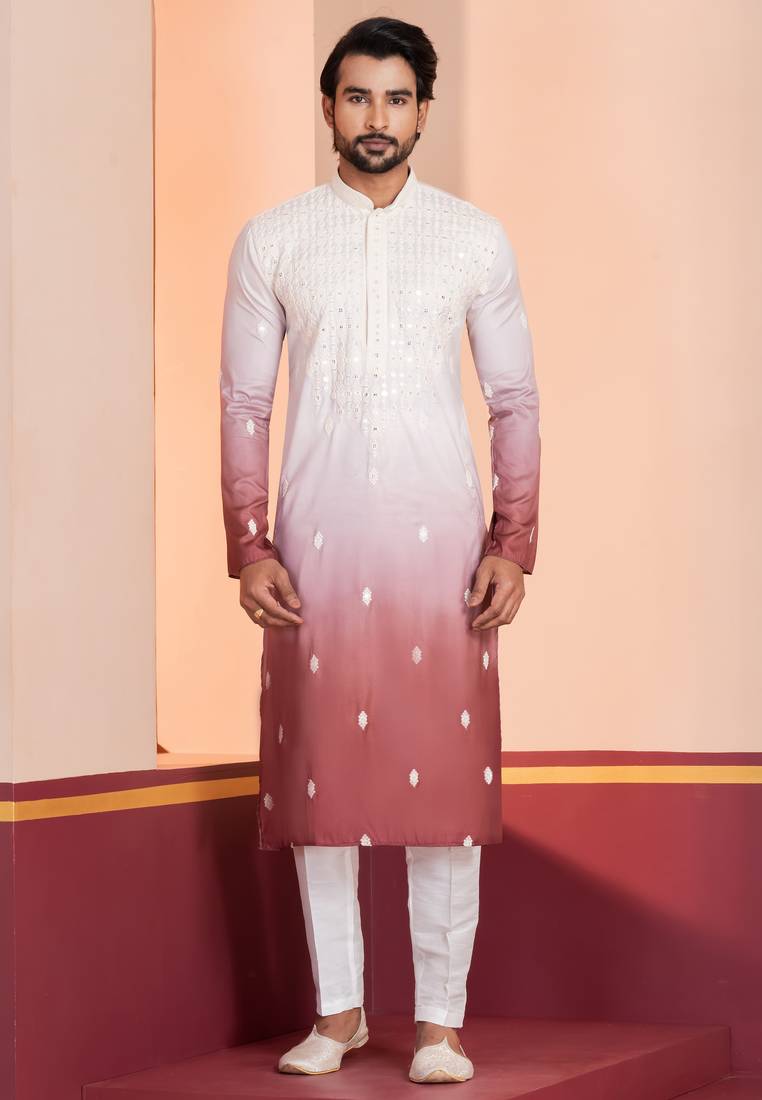 Multi color silky silk premium designer festive wear kurta trouser set