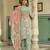 Sea green color beautiful printed readymade viscose silk suit with elegant handwork for party looks