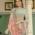 Sea green color beautiful printed readymade viscose silk suit with elegant handwork for party looks
