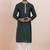 Deep green cotton silk jacquard premium designer festive wear kurta pyjama set