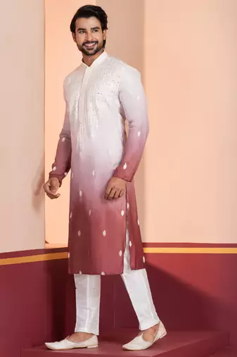 Multi color silky silk premium designer festive wear kurta trouser set