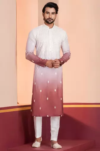 Multi color silky silk premium designer festive wear kurta trouser set