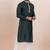 Deep green cotton silk jacquard premium designer festive wear kurta pyjama set