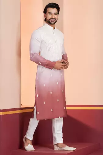 Multi color silky silk premium designer festive wear kurta trouser set