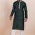 Deep green cotton silk jacquard premium designer festive wear kurta pyjama set