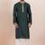Deep green cotton silk jacquard premium designer festive wear kurta pyjama set